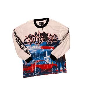 Godspeed Skeleton Gas Station Long Sleeve Shirt Mens Small Baggy Fit Graphic Tee